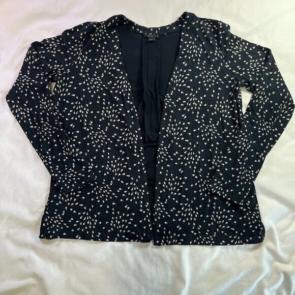 J. Jill Jackets & Blazers - J Jill Black White Geometric Pattern Open Front Lightweight Blazer | Size S